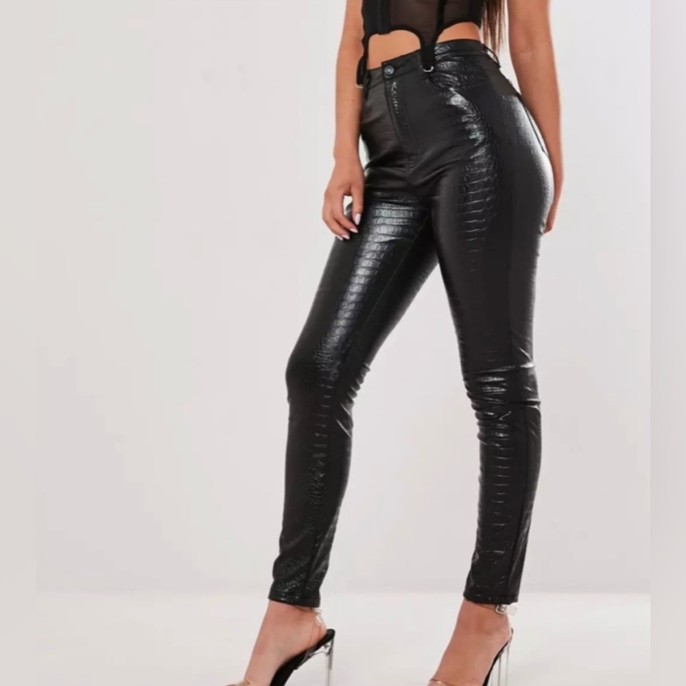 Missguided x Stassie python black pants